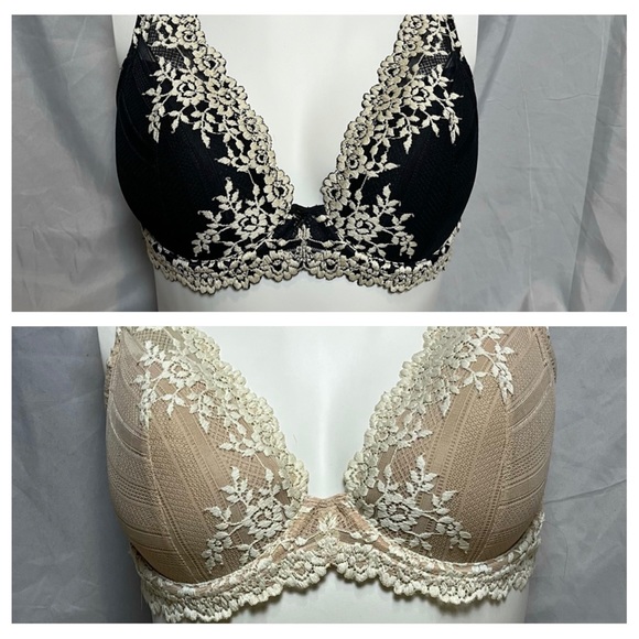 Barely Worn Lace Wacoal Bra Set Nude and Black - Picture 1 of 8